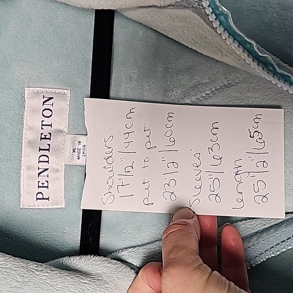 Pendleton XL fuzzy fleece jacket, aquamarine teal - Picture 2 of 16